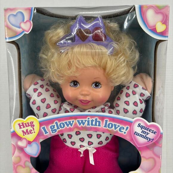 Vintage 1998 Playmates Happy Hugs Doll Hug Me I Glow Giggles Talks 14 Inch NOS - Picture 2 of 11